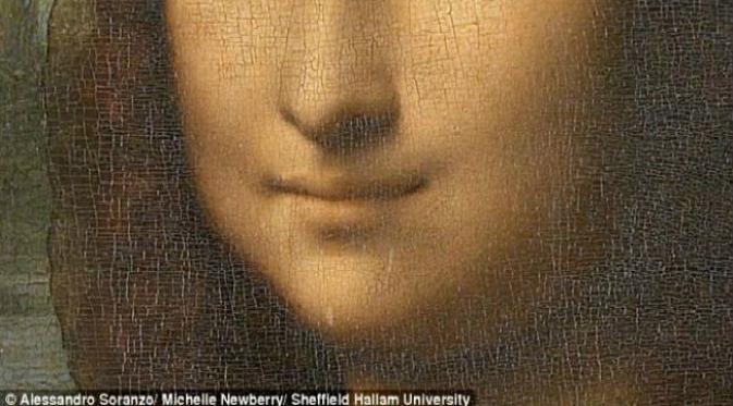 dari jauh tampak tersenyum, tapi setelah didekati Mona Lisa terlihat mengerutkan bibirnya sehingga memunculkan kesan sedih.