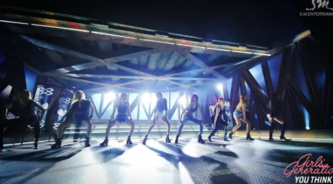 Girls Generation dalam videoklip You Think dengan gerakan yang seksi berupa merentangkan kakinya hingga membuat kaki mulus mereka menjadi pusat perhatian.