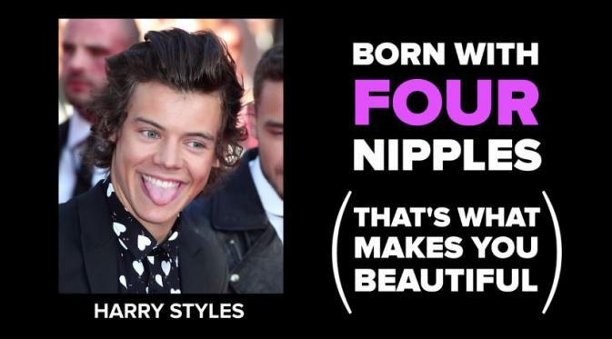 Harry Styles punya empat puting payudara, lho! (Via: youtube.com)