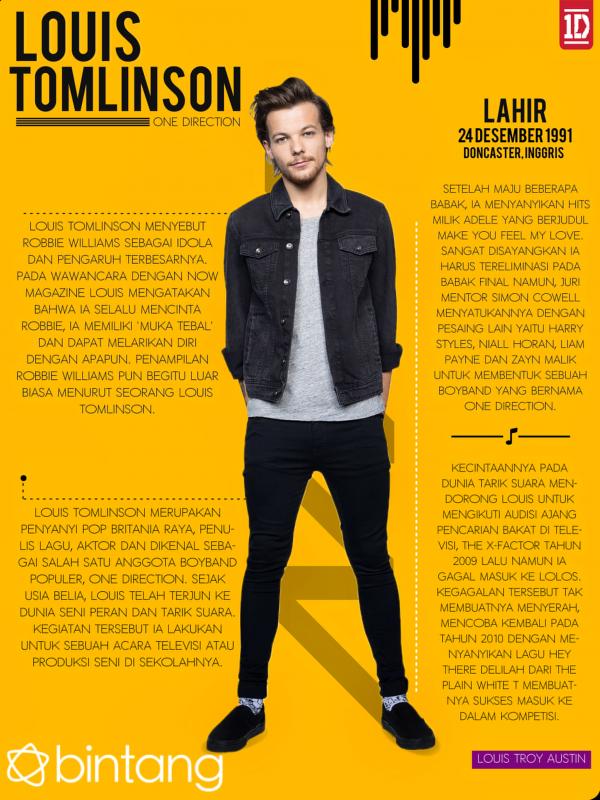 Infografis Music Bio Louis Tomlinson One Direction [Muhammad Iqbal Nurfajri/Bintang.com]
