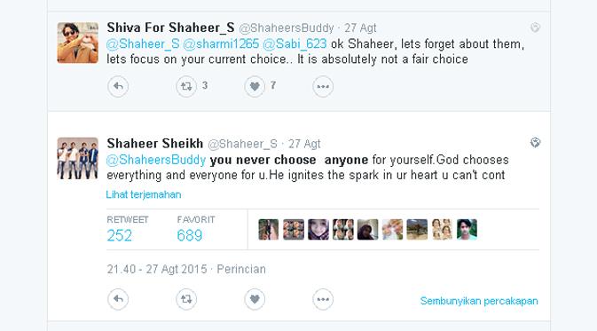 Tak heran jika banyak pertanyaan dari para penggemar terkait hubungannya dengan Ayu Ting Ting membanjiri Twitter Shaheer. (via Twitter.com)