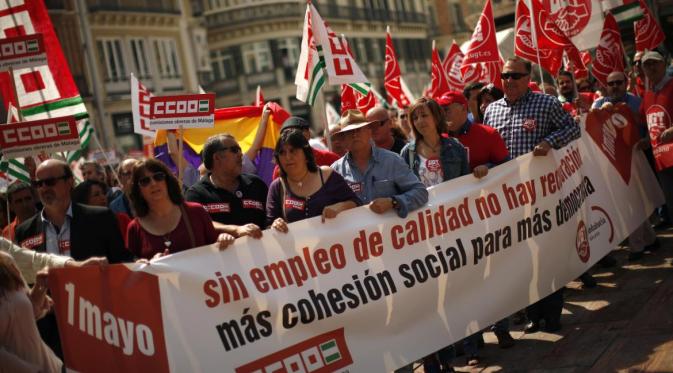Demo buruh di Spanyol |  Via: ibtimes.com