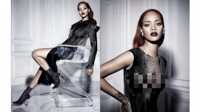 Rihanna berpose pamer dada untuk pemotretan Dior