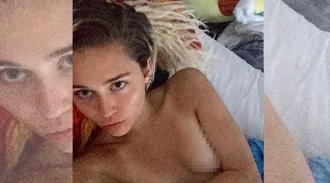 Miley Cyrus mengunggah foto toplessnya di Instagram. (foto: eonline)