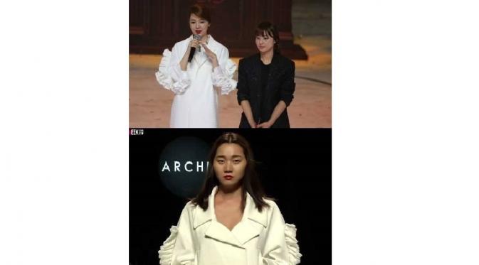 Gaun yang dikenakan Yoon Eun Hye (atas) dianggap menjiplak karya milik ARCHE (bawah)