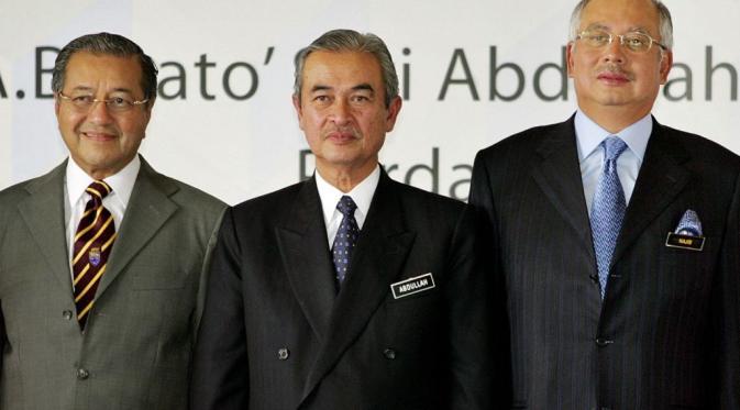 Mahathir Mohamad dan 2 penerusnya, Abdullah Badawi dan Najib Razak (Todayonline.com)