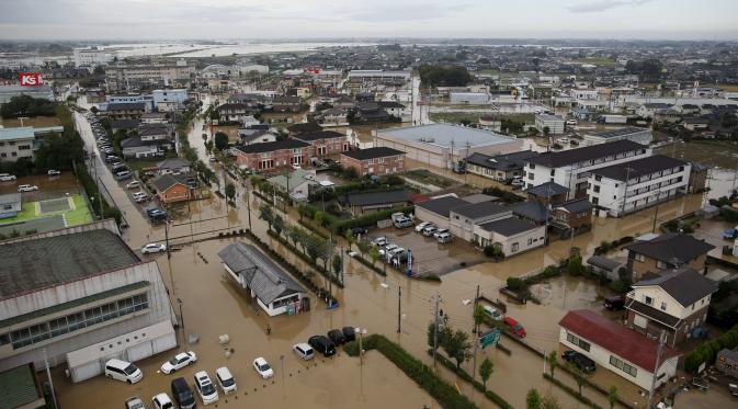 Banjir Jepang akibat Kinugawa River atau Sungai Kinugawa meluap. (Reuters)