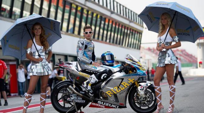 Desain sepeda motor dan jaket Alvaro Baustista bertema futuristik. (Red Bull)