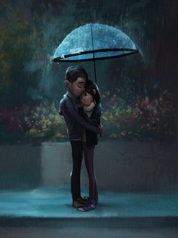 16 Gambar Kartun Romantis Saat Hujan Gambar Kitan