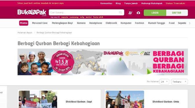 Bukalapak.com bekerjasama dengan Global Qurban - Aksi Cepat Tanggap (ACT) menyediakan jasa pembelian hewan kurban secara online.