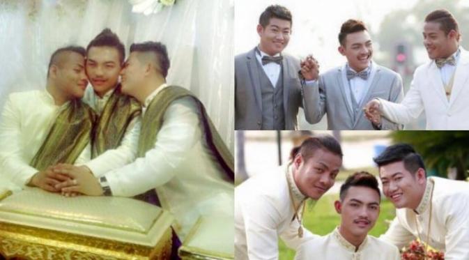 Pernikahan 'threesome' Joke-Belle-Art dari Thailand | Via: kaskus.co.id