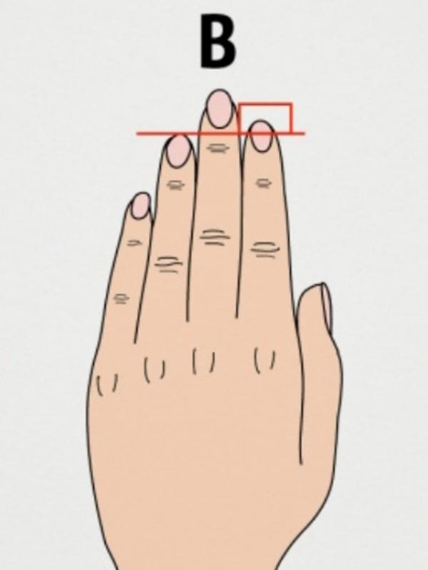 Jari telunjuk lebih panjang dari jari manis. (Via: brightside.me)