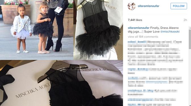Olla Ramlan memperlihatkan mini dress putri kecilnya yang mirip dengan baju anak Kim Kardashian. (foto: instagram.com/ollaramlanaufra)